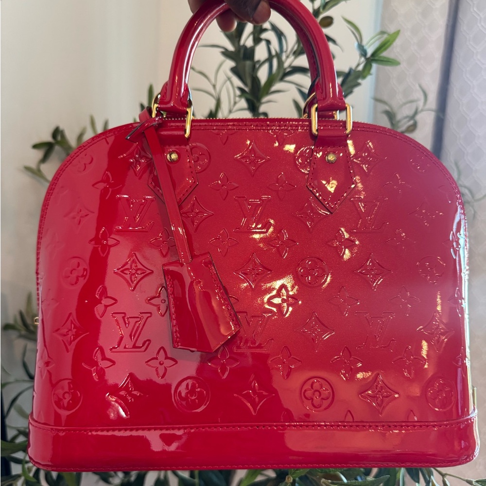 Louis Vuitton Red Alma Vernis Handbag